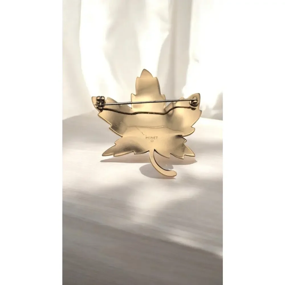 Monet Vintage Gold Maple Leaf Brooch | Classic Vintage Fall Romantic Style
